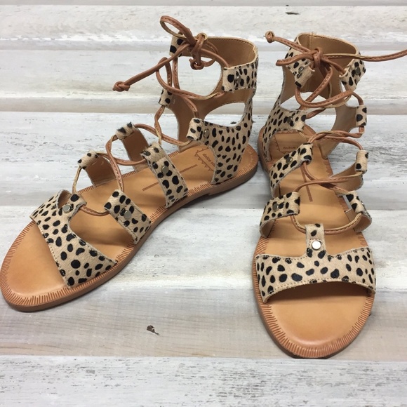 leopard tie sandals